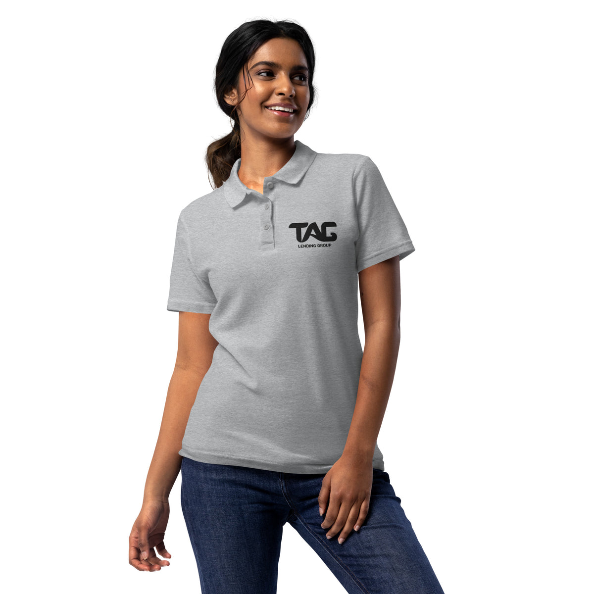TLG Polo Shirt [White & Grey w/ WHITE Logo]
