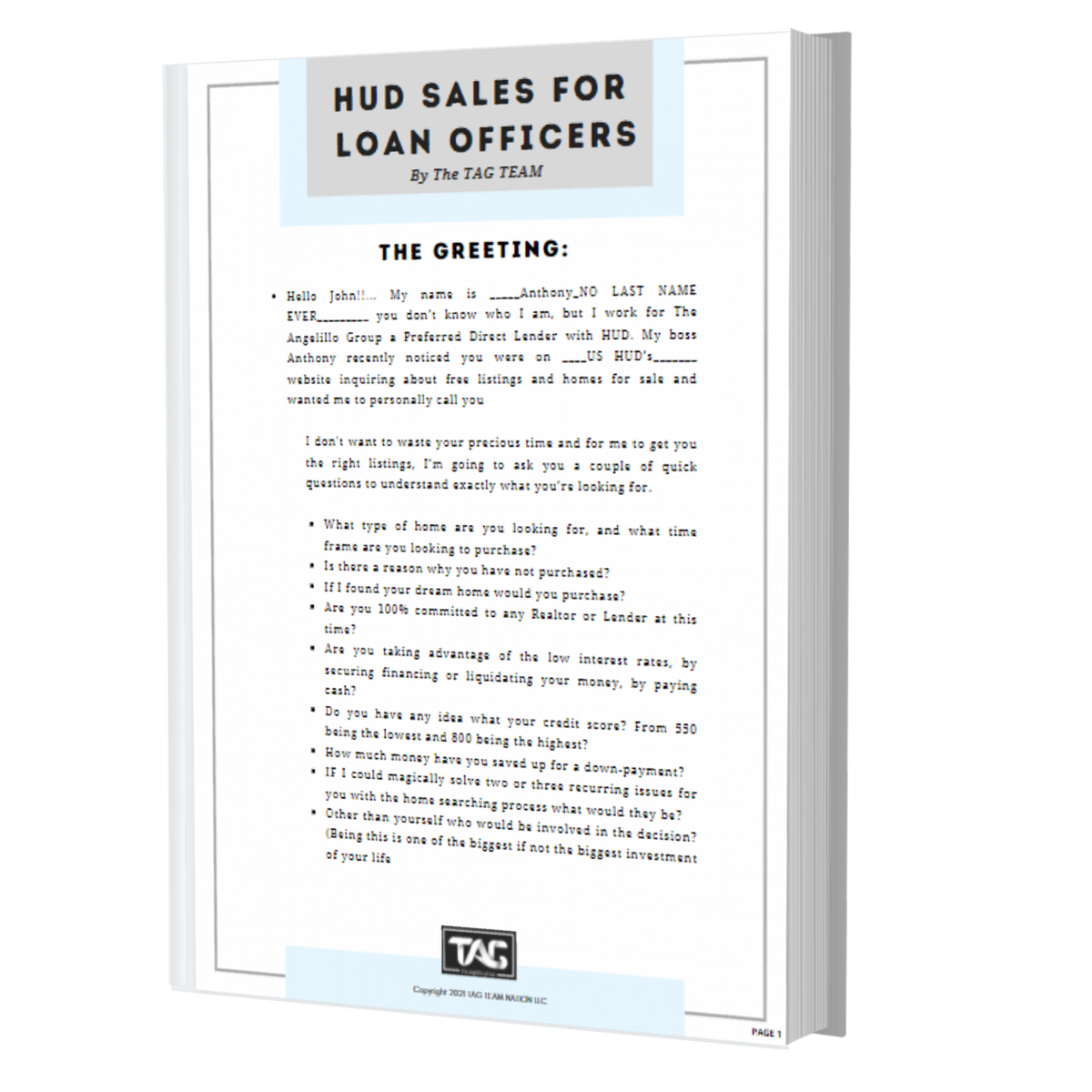 HUD Sales for  Loan Officers